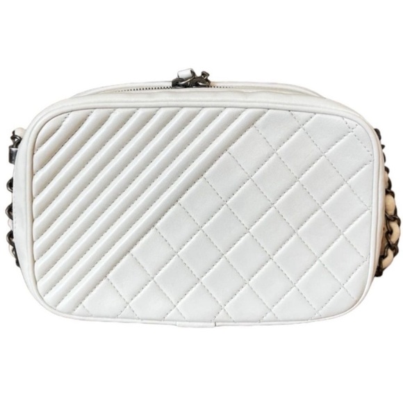 Chanel Leather Small Coco Boy White Crossbody Quilted Camera Bag - Picture 2 of 9